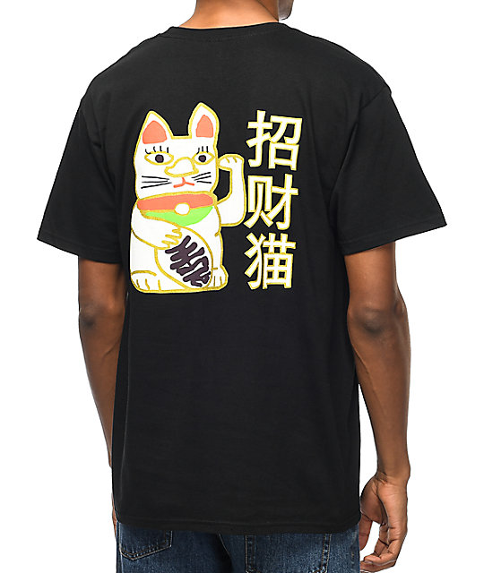 A-Lab Lucky Cat Black T-Shirt | Zumiez