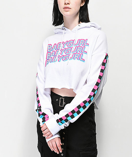 checkerboard crop hoodie