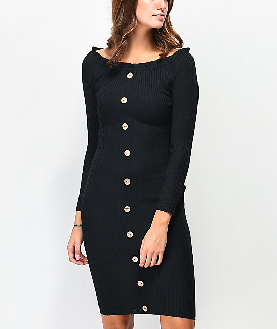 button front sweater dress