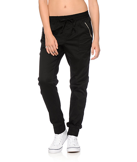 womens black joggers with pockets