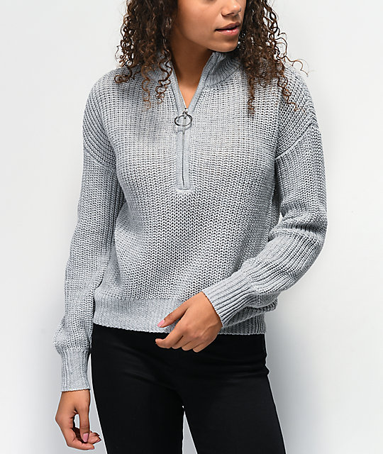 grey half zip sweater