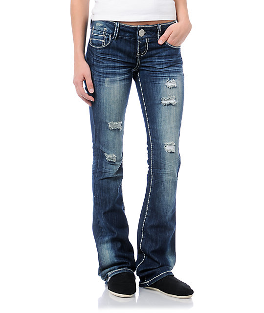 Almost Famous Harper Medium Blue Bootcut Jeans | Zumiez