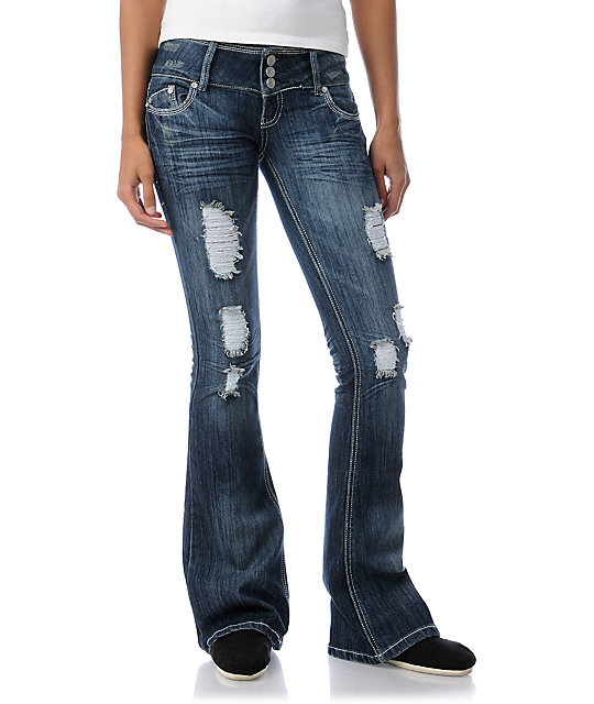 Almost Famous Mandy Dark Blue Bootcut Jeans