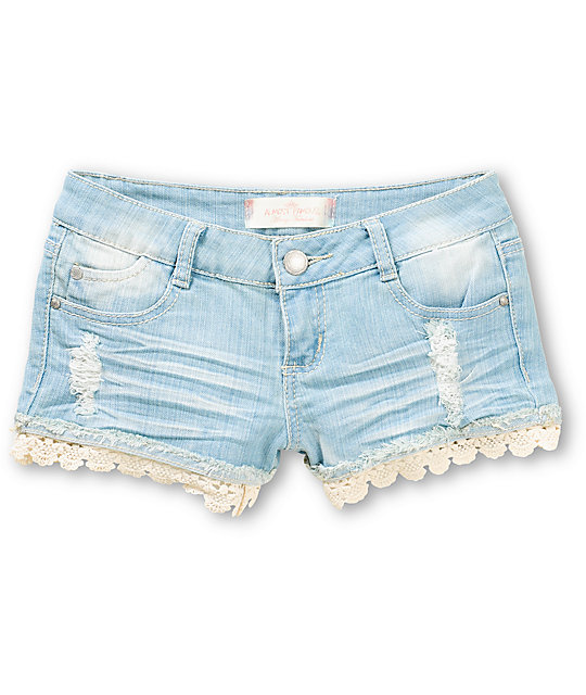 denim and lace shorts