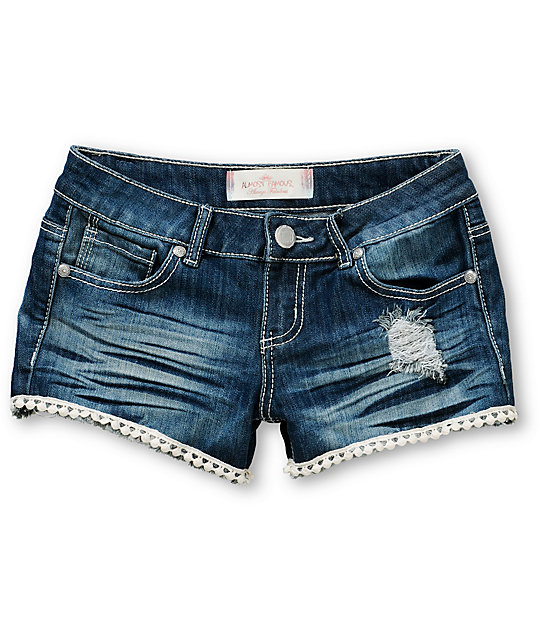 Almost Famous Wren Lace Denim Shorts | Zumiez