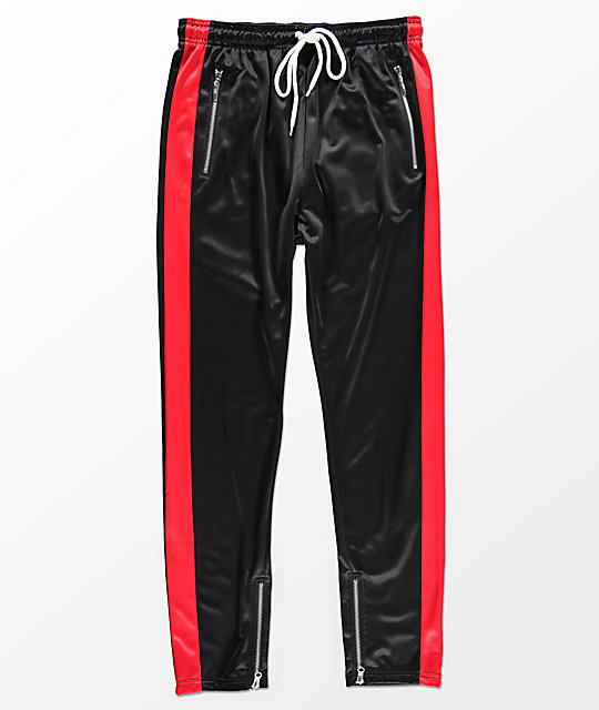 track pants black red