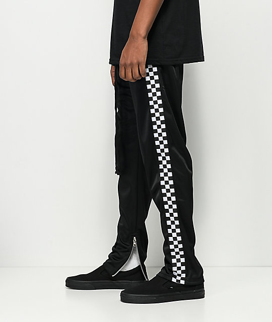 American Stitch Black & White Checkered Tricot Track Pants | Zumiez