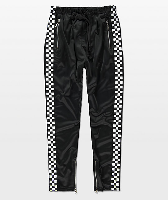 checkered pants with side stripe