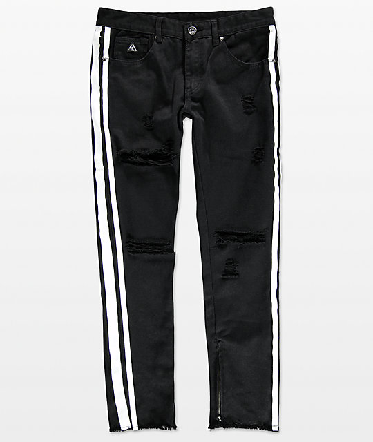 white stitch black pants