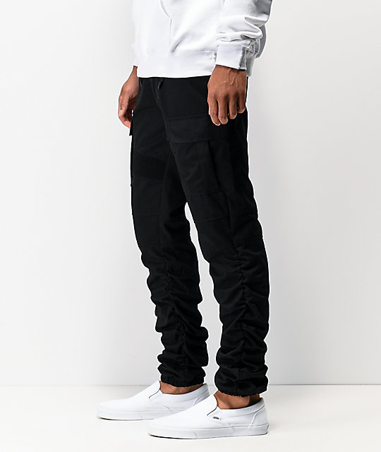 american stitch black cargo moto twill bungee jogger pants