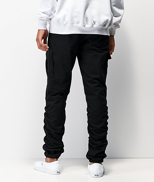 American Stitch Black Cargo Moto Twill Bungee Jogger Pants | Zumiez