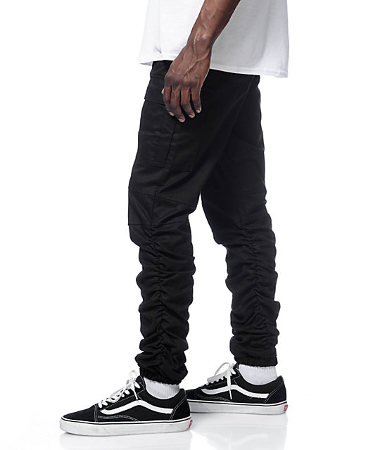 american stitch black cargo moto twill bungee jogger pants