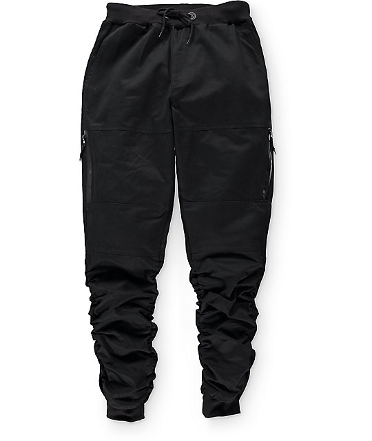 American Stitch Black Twill Zip Bungee Jogger Pants at Zumiez : PDP