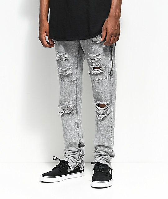 gray ripped jeans