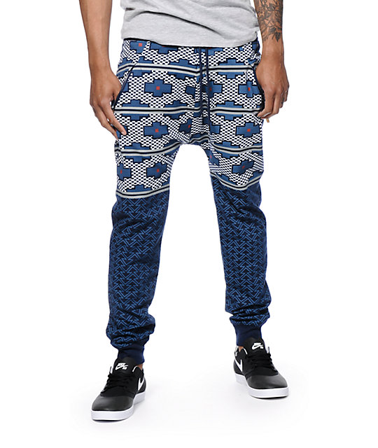 American Stitch Harem Tetris Blue Jogger Sweatpants | Zumiez