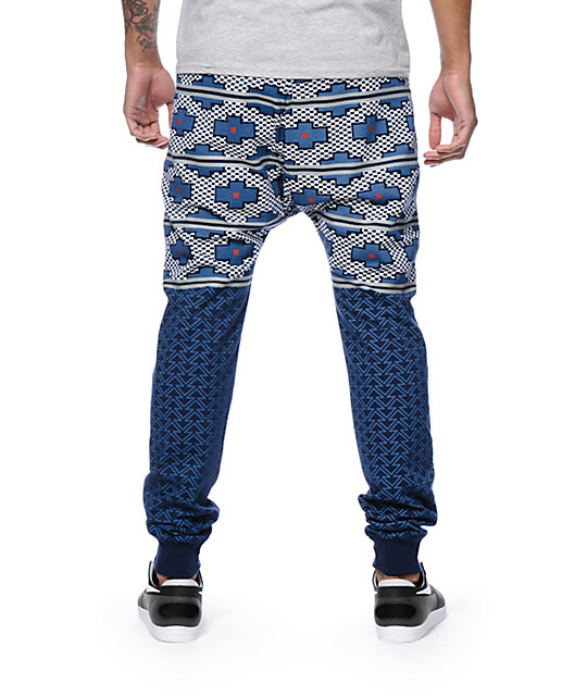 American Stitch Harem Tetris Blue Jogger Sweatpants | Zumiez