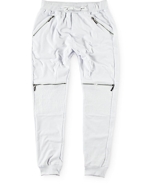 white moto joggers