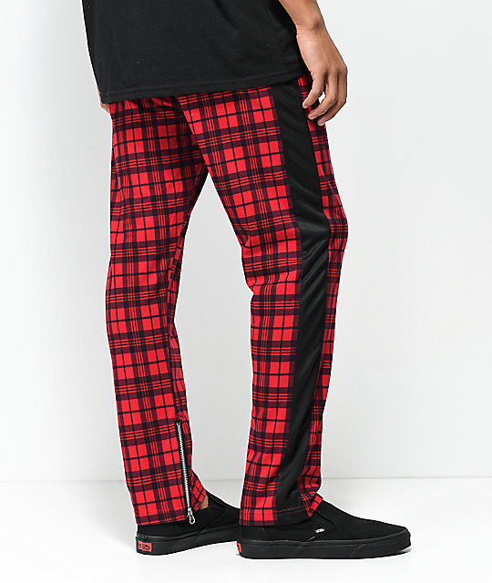 red plaid track pants mens