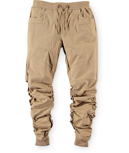 khaki twill joggers