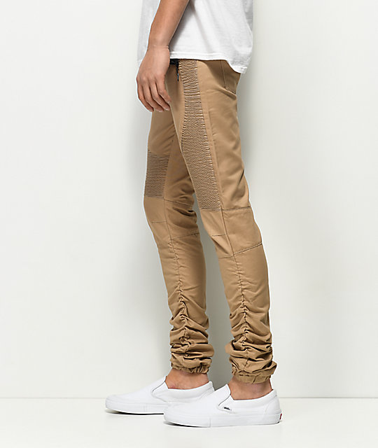 khaki joggers with belt loops