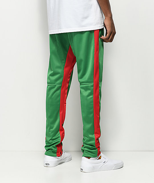 red and green track pants