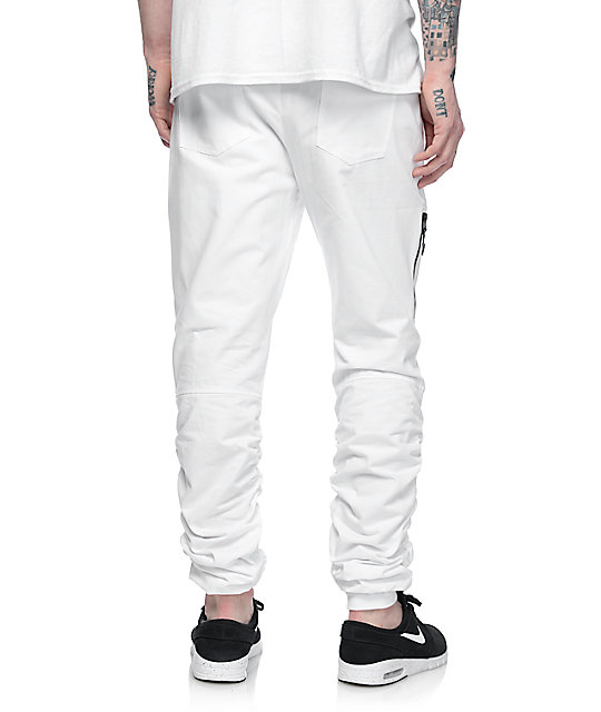 white twill joggers