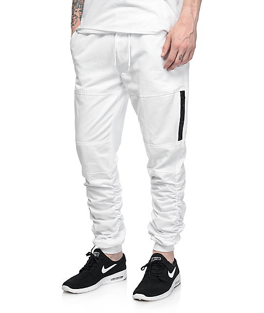 white twill joggers