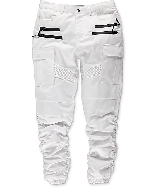 white twill joggers