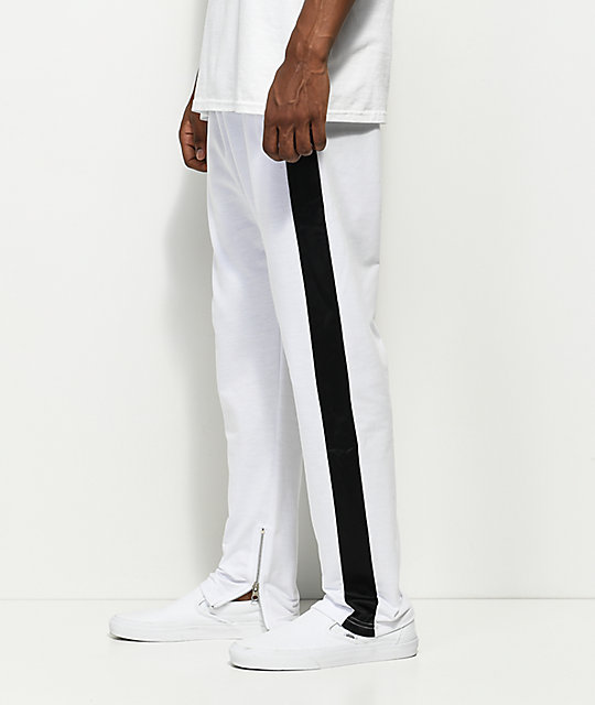 white and black track pants
