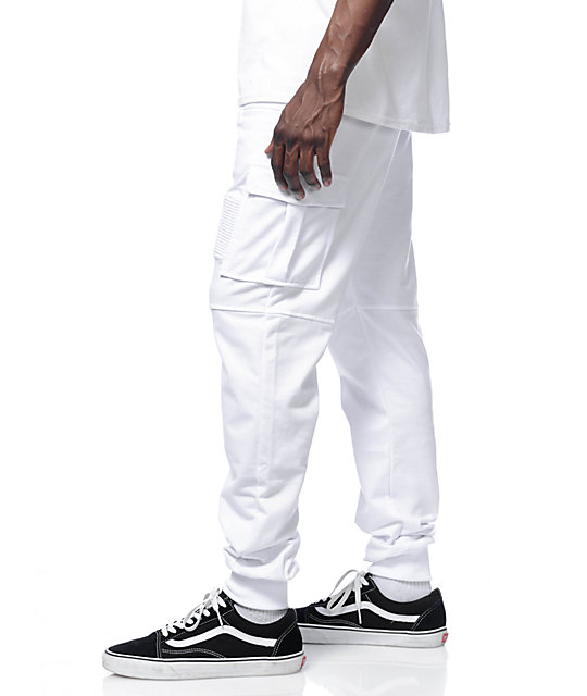 mens white cargo joggers