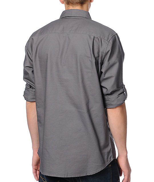 gray button up shirt outfit