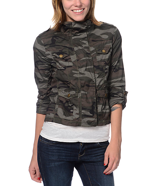 Angel Kiss Camo Print Military Jacket | Zumiez