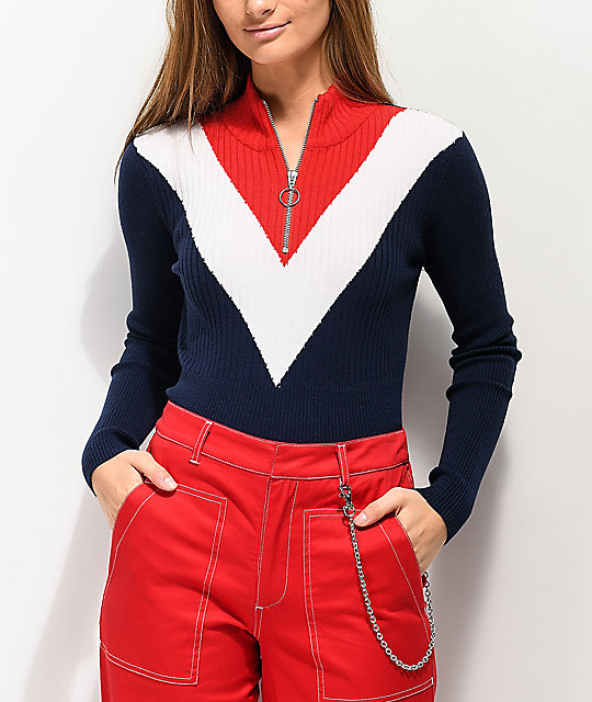 red half zip sweater