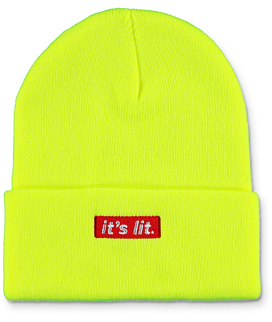 Artist Collective Its Lit Neon Yellow Beanie at Zumiez : PDP