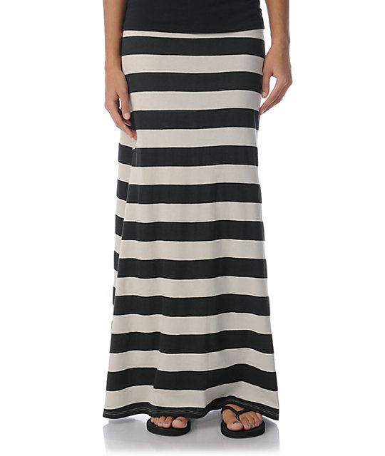 Billabong Anina Black Stripe Maxi Skirt | Zumiez