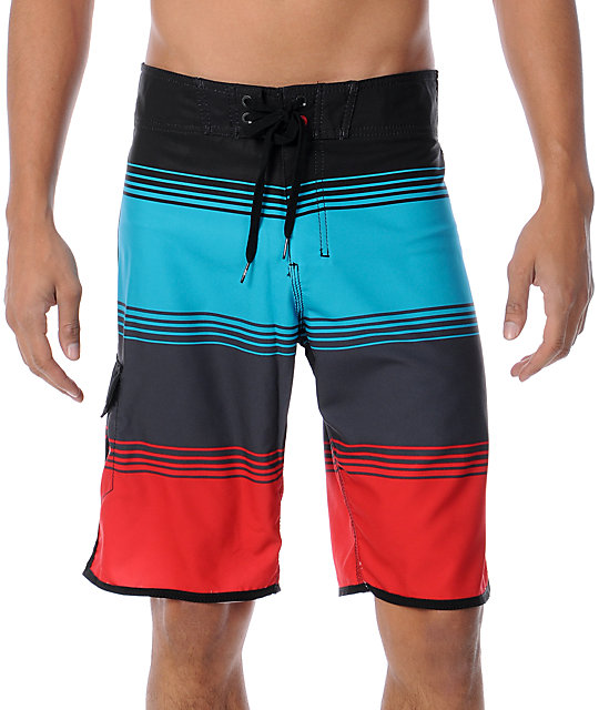 Billabong Boardy 19 Red & Blue Stripe Board Shorts | Zumiez