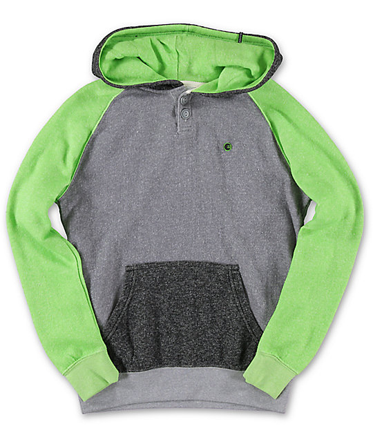 green and grey hoodie