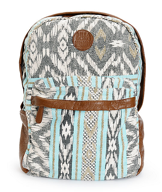 Billabong Campin Trot Mint Tribal Print Backpack