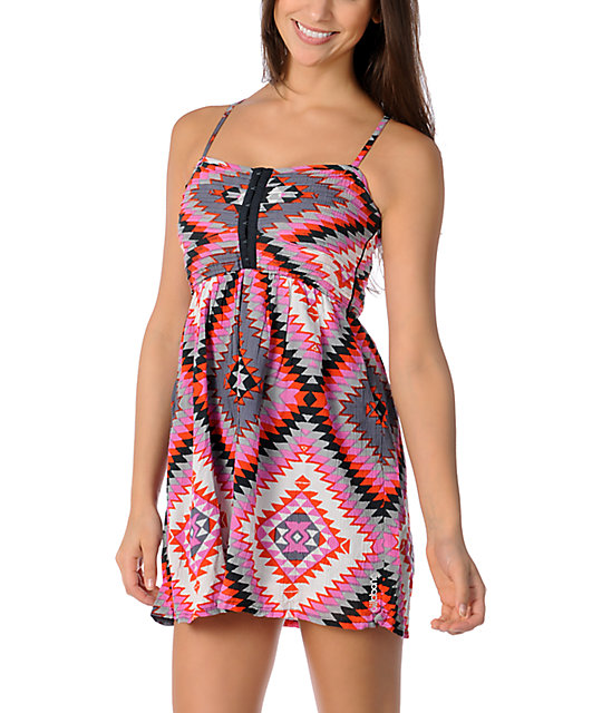Billabong Davenport Pink Tribal Woven Dress Zumiez