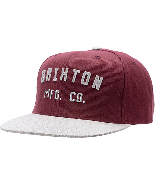 Brixton Arden Maroon & Grey Snapback Hat | Zumiez