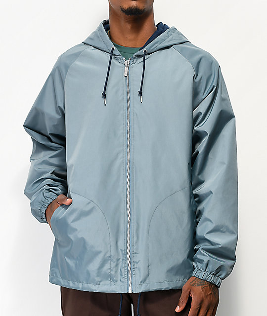 blue hooded jacket