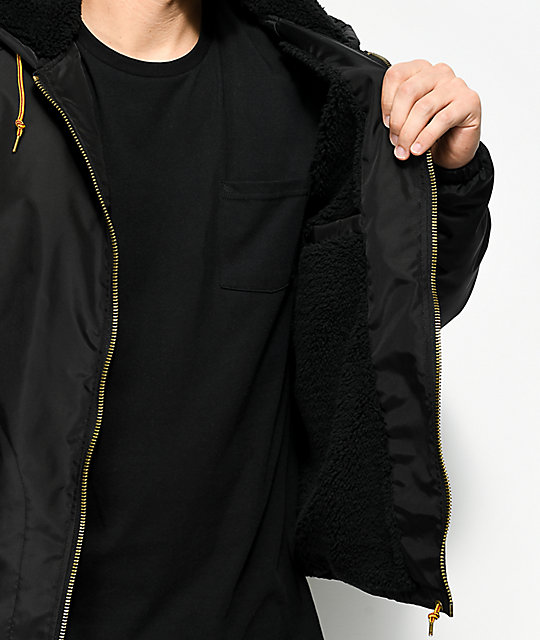 brixton claxton black hooded windbreaker