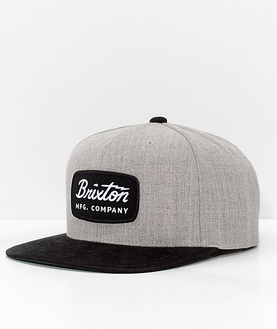 Brixton Jolt Grey & Black Corduroy Snapback Hat | Zumiez