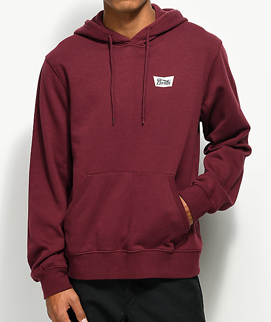 Brixton Stith Burgundy Hoodie | Zumiez