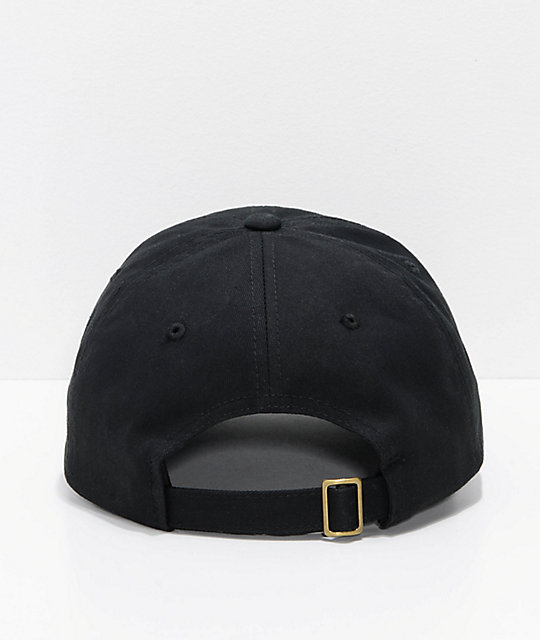 black strapback cap