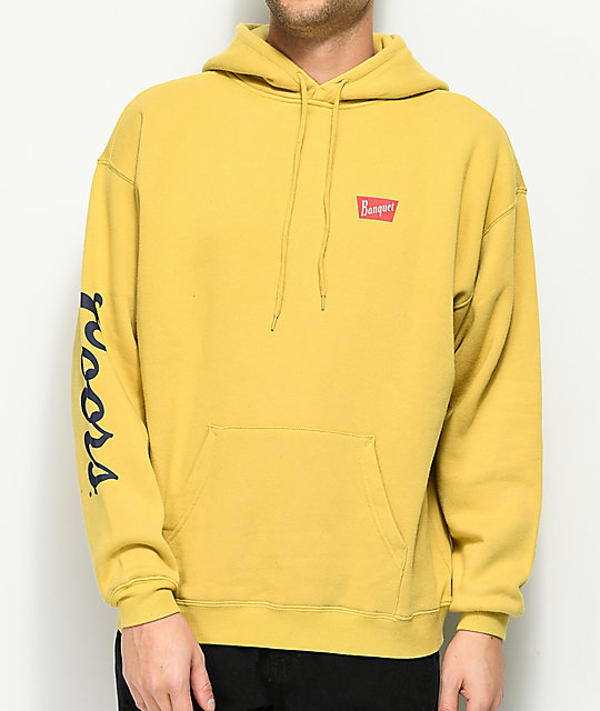 brixton x coors banquet buff yellow fleece hoodie zumiez