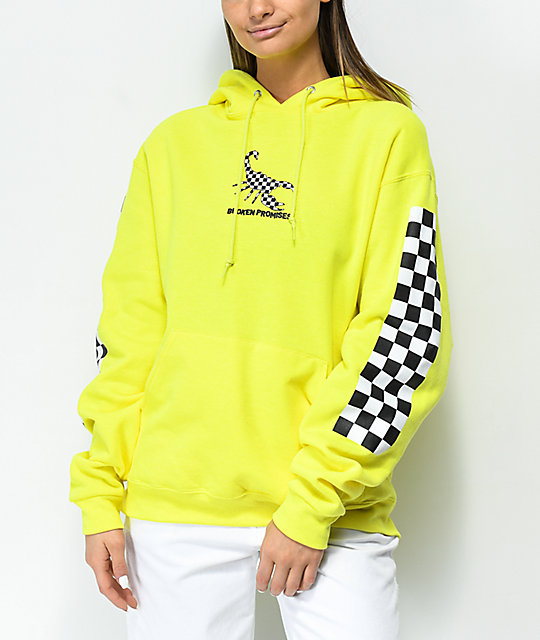 Broken Promises 2 Tone Neon  Yellow  Hoodie  Zumiez