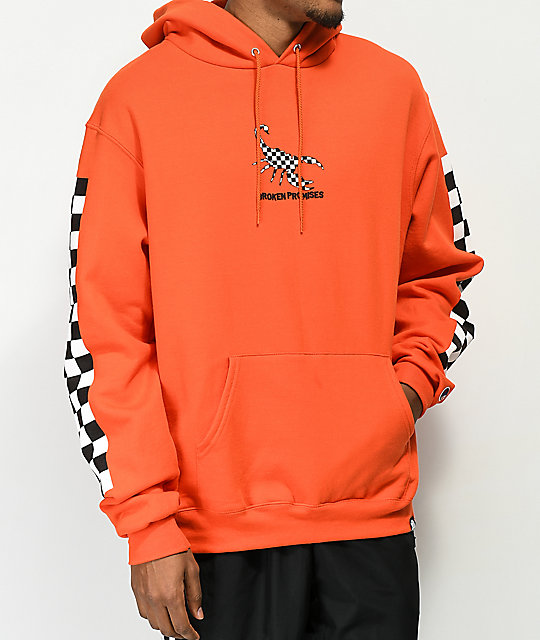 orange and black checkered hoodie