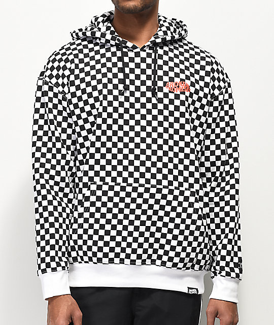 black white checkered hoodie