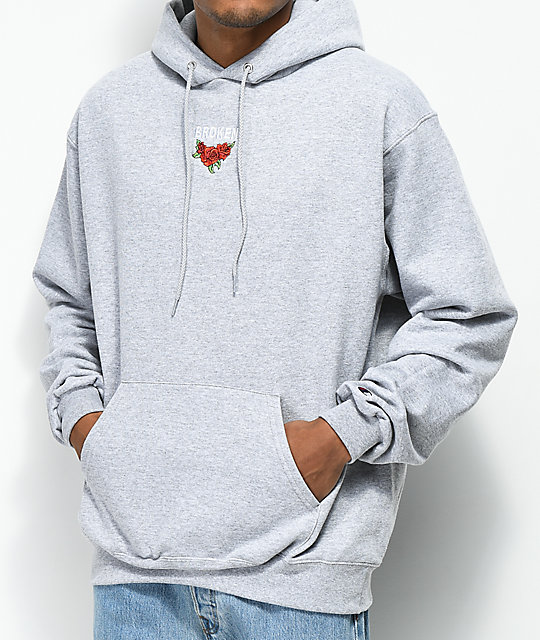 grey embroidered hoodie